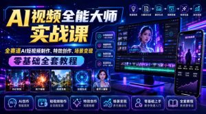 AI视频全能大师实战课｜全赛道AI短视频制作、特效创作、场景变现零基础全套教程| 鹿鸣网创