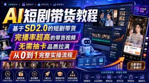 AI短剧带货教程，基于SD2.0的短剧带货，完播率超高的带货视频，无需抽卡品质拉满，从0到1完整实操流程| 鹿鸣网创