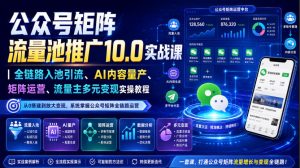 公众号矩阵流量池推广10.0实战课|全链路入池引流、AI内容量产、矩阵运营、流量主多元变现实操教程| 鹿鸣网创