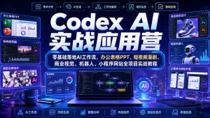 Codex AI实战应用营|零基础落地AI工作流,办公表格PPT、短视频漫剧、商业视觉、机器人、小程序网站全项目实战教程| 鹿鸣网创