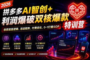 2026拼多多AI智创+利润爆破双核爆款特训营，收获底层逻辑、活动矩阵、付费优化、0-1打爆SOP（更新0810）| 鹿鸣网创