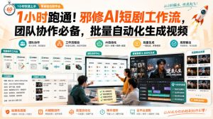 1小时跑通!邪修AI短剧工作流,团队协作必备,批量自动化生成视频| 鹿鸣网创