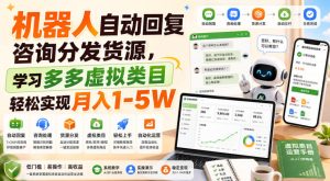 机器人自动回复咨询分发货源,学习多多虚拟类目轻松实现月入1-5W【揭秘】| 鹿鸣网创