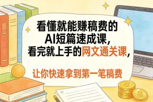 看懂就能賺稿费的AI短篇速成课,看完就上手的网文通关课,让你快速拿到第一笔稿费(更新8月)| 鹿鸣网创