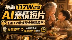 拆解117W点赞AI亲情短片,LibTV喂饭级全流程教学,分镜脚本+全套可直接复制提示词分享| 鹿鸣网创