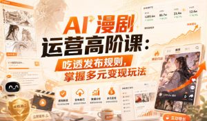 AI漫剧运营高阶课：吃透发布规则，掌握多元变现玩法| 鹿鸣网创