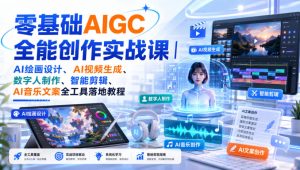 零基础AIGC全能创作实战课｜AI绘画设计、AI视频生成、数字人制作、智能剪辑、AI音乐文案全工具落地教程| 鹿鸣网创