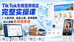 TikTok东南亚跨境店完整实操课|入驻开店、选品上架、发货回款、达人流量全流程落地| 鹿鸣网创