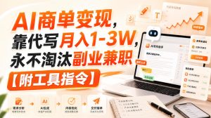 AI商单变现,靠代写月入1-3W,永不淘汰副业兼职【附工具指令】【揭秘】| 鹿鸣网创