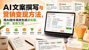 AI文案撰写与营销变现方法，用AI指令高效生成朋友圈、社群、发售文案| 鹿鸣网创