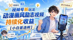 视频号新玩法动漫画风励志视频,持续化收益【小白首选啊】| 鹿鸣网创