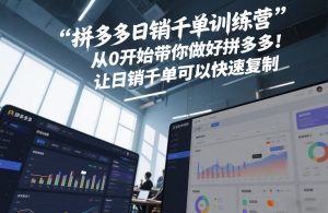 拼多多日销千单训练营,从0开始带你做好拼多多,让日销千单可以快速复制(更新26年8月)| 鹿鸣网创