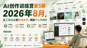 AI创作训练营第5期2026年8月,从工具实战到作品交付,再到个人IP闭环| 鹿鸣网创