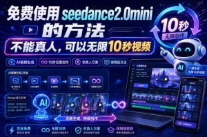 免费使用seedance2.0mini的方法，不能真人，可以无限10秒视频，9图+3音频参考| 鹿鸣网创