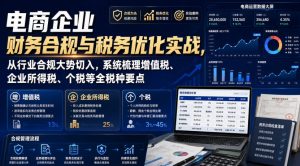 电商企业财务合规与税务优化实战，从行业合规大势切入，系统梳理增值税、企业所得税、个税等全税种要点| 鹿鸣网创