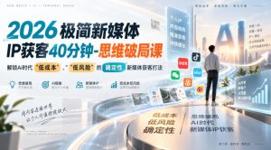 2026极简新媒体IP获客40分钟-思维破局课，解锁Ai时代“低成本”、“低风险”的确定性新媒体获客打法| 鹿鸣网创