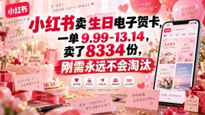 小红书卖生日电子贺卡,一单9.99-13.14,卖了8334份,刚需永远不会淘汰| 鹿鸣网创