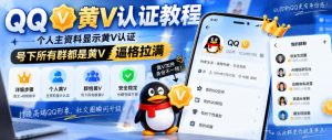 QQ黄V认证教程，个人主资料显示黄V认证，号下所有群都是黄V，逼格拉满| 鹿鸣网创