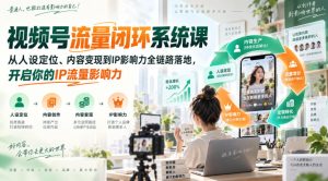 视频号流量闭环系统课,从人设定位、内容变现到IP影响力全链路落地,开启你的IP流量影响力| 鹿鸣网创