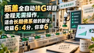 瓶盖全自动挂G项目,全程无需操作,适合长期佛系做的副业,收益6:4分,你拿6【揭秘】| 鹿鸣网创