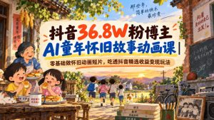 抖音36.8W粉博主AI童年怀旧故事动画课|零基础做怀旧动画短片,吃透抖音精选收益变现玩法| 鹿鸣网创