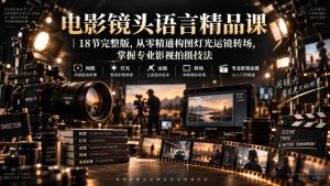 电影镜头语言精品课|18节完整版,从零精通构图灯光运镜转场,掌握专业影视拍摄技法| 鹿鸣网创