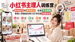 小红书主理人训练营,从养号起号到带货转化,吃透平台规则,普通人零基础玩转小红书实现流量变现| 鹿鸣网创