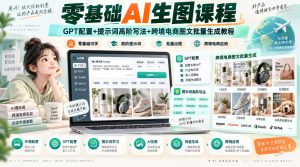 零基础AI生图课程,GPT配置+提示词高阶写法+跨境电商图文批量生成教程| 鹿鸣网创
