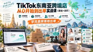 TikTok东南亚跨境店从0开始到出单实战课（基础+进阶），店铺搭建、选品发货、达人对接、GMV投流，学完直接落地出单| 鹿鸣网创