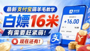 最新支付宝薅羊毛教学,白嫖16米,有需要赶紧薅,现在还有!| 鹿鸣网创