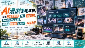 AI漫剧落地教程,涵盖工作流搭建、MJ、即梦4.0、Seedance2实操,视频剪辑画质修复音频生成一站式教学| 鹿鸣网创