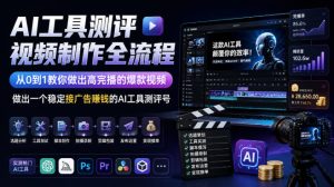 AI工具测评视频制作全流程,从0到1教你做出高完播的爆款视频,做出一个稳定接广告賺钱的AI工具测评号| 鹿鸣网创