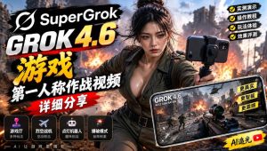 Grok 4.6也能做游戏?第一人称作战视频实测|玩法详细讲解| 鹿鸣网创