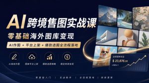 AI跨境售图实战课,零基础海外图库变现,AI作图+平台上架+爆款选图全流程落地| 鹿鸣网创