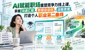AI赋能职场重塑竞争力线上课,掌握沟通汇报、数据自动化、战略思维,打造个人职业第二曲线| 鹿鸣网创