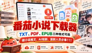 番茄小说下载器，TXT、PDF、EPUB三种格式可选，做小说推文、AI短剧、漫剧人员必备！！！| 鹿鸣网创