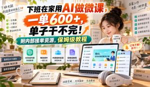 下班在家用AI做微课，一单600+，单子干不完！附内部接单资源，保姆级教程【揭秘】| 鹿鸣网创