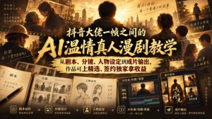 抖音大佬一帧之间的AI温情真人漫剧教学，从剧本、分镜、人物设定到成片输出，作品可上精选、签约独家拿收益| 鹿鸣网创