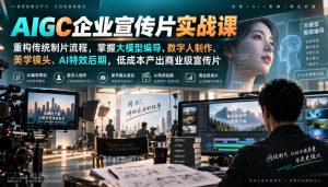 AIGC企业宣传片实战课，重构传统制片流程，掌握大模型编导、数字人制作、美学镜头、AI特效后期，低成本产出商业级宣传片| 鹿鸣网创