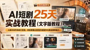AI短剧25天实战教程(文字版教程),从脚本创作到成片变现,系统掌握AI影视内容制作与商业接单能力| 鹿鸣网创