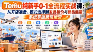 【无水印】Temu纯新手0-1全流程实战课：从开店准备、模式选择到发品核价与新品起量，系统掌握跨境运营| 鹿鸣网创