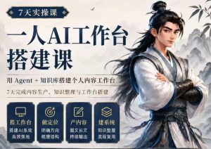 7天实操课一人AI工作台搭建课,用Agent+知识库搭建个人内容工作台,7天完成内容生产、知识整理与工作台搭建| 鹿鸣网创