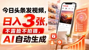 今日头条发视频,日入3张,不露脸不拍摄,AI自动生成| 鹿鸣网创