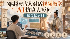 穿越与古人对话视频教学,AI仿真人短剧,包含提示词| 鹿鸣网创
