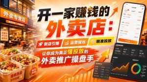 开一家賺钱的外卖店：新店引爆·运营提效·精准投放，让你成为真正懂投放的外卖推广操盘手| 鹿鸣网创