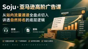 亚马逊高阶广告课,从站内流量通道全盘点切入,讲透自然排名的底层逻辑(直播+音频+资料)| 鹿鸣网创