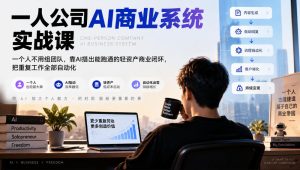 一人公司AI商业系统实战课，一个人不用组团队，靠AI搭出能跑通的轻资产商业闭环，把重复工作全部自动化| 鹿鸣网创