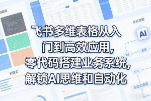 飞书多维表格从入门到高效应用,零代码搭建业务系统,解锁AI思维和自动化| 鹿鸣网创