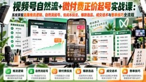 视频号自然流+微付费正价起号实战课：系统掌握直播推流逻辑、自然流起号、低成本投流、爆款选品、成交话术与憋单技巧全流程| 鹿鸣网创