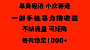 26年暴力单身经济,稳定日入500-1k,不缺流量,流量极大,冷门小众赛道,门槛低小白轻松上手【揭秘】| 鹿鸣网创